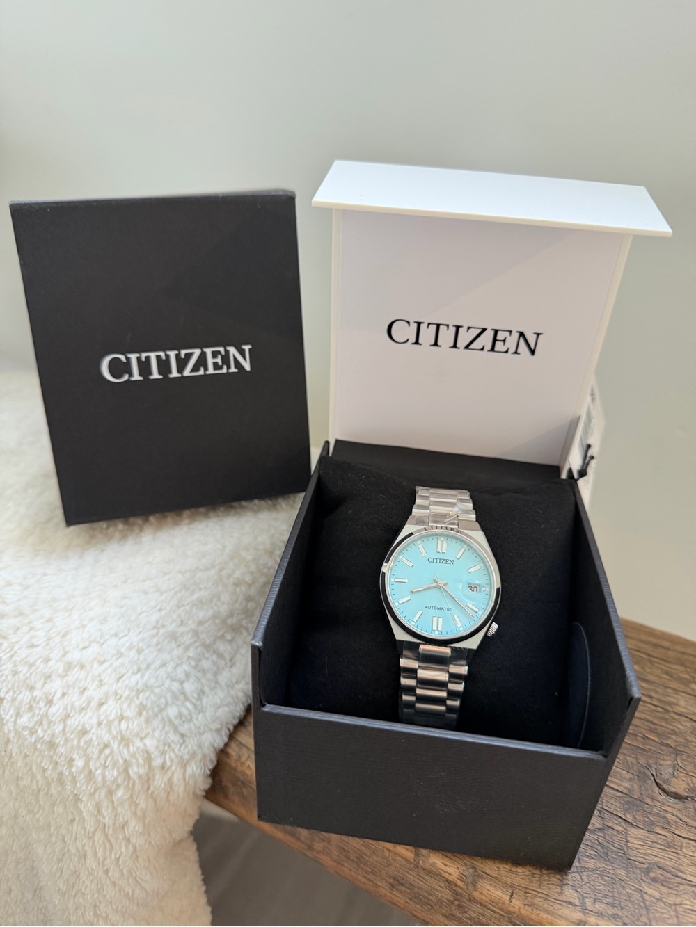 Citizen Automatic Watch with Turquoise Dial and Silver Bracelet